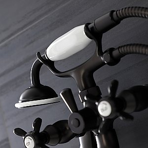 Kingston Brass KS246ORB Essex Wall Mount Clawfoot Tub Faucet with Hand Shower, Oil Rubbed Bronze