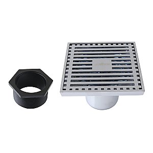 Kingston Brass BSF4464C Watercourse 4" Square Shower Drain, Polished Chrome