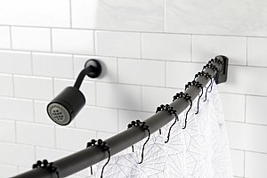 Kingston Brass CC6720 Edenscape 60"-72" Stainless Steel Adjustable Single Curved Shower Curtain Rod - Matte Black