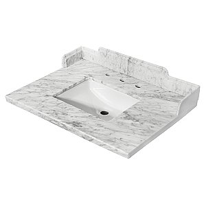 Fauceture KMS3022M38SQ Pemberton 30" x 22" Carrara Marble Vanity Top with Rectangular Sink, Carrara White