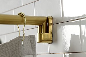 Kingston Brass CC6727 Edenscape 60"-72" Stainless Steel Adjustable Single Curved Shower Curtain Rod - Brushed Brass