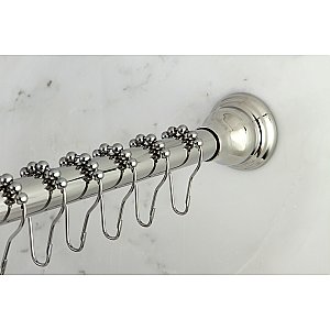 Kingston Brass KSR111 Edenscape 60"-72" Stainless Steel Adjustable Tension Shower Curtain Rod with Rings - Polished Chrome