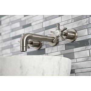 Kingston Brass KS8128NX Hamilton Two-Handle Wall Mount Bathroom Faucet, Brushed Nickel