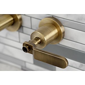 Kingston Brass KS8123KL Whitaker Two-Handle Wall Mount Bathroom Faucet, Antique Brass