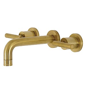Kingston Brass KS8127CML Manhattan 2-Handle 8 in. Wall Mount Bathroom Faucet, Brushed Brass