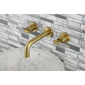 Kingston Brass KS8127CKL Kaiser Two-Handle Wall Mount Bathroom Faucet, Brushed Brass