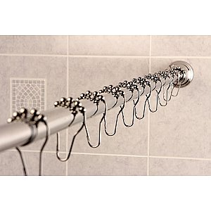 Kingston Brass KSR111 Edenscape 60"-72" Stainless Steel Adjustable Tension Shower Curtain Rod with Rings - Polished Chrome