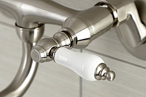 Kingston Brass KS515SN Wall Mount Bathroom Faucet, Brushed Nickel