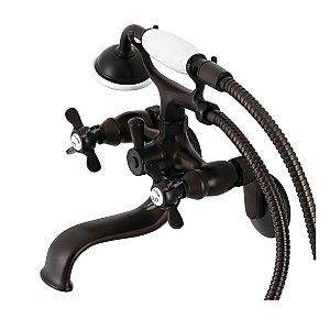 Kingston Brass KS246ORB Essex Wall Mount Clawfoot Tub Faucet with Hand Shower, Oil Rubbed Bronze