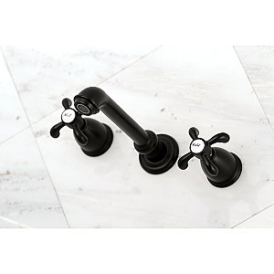 Kingston Brass KS7120TX 8" Center Wall Mount Bathroom Faucet, Matte Black