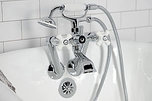 Kingston Brass KS269PXC Kingston Tub Wall Mount Clawfoot Tub Faucet with Hand Shower, Polished Chrome