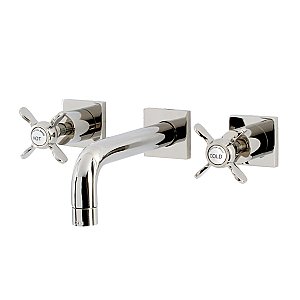 Kingston Brass KS6126BEX Essex Two-Handle Wall Mount Bathroom Faucet, Polished Nickel