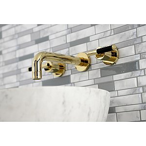 Kingston Brass KS8122CKL Kaiser Two-Handle Wall Mount Bathroom Faucet, Polished Brass