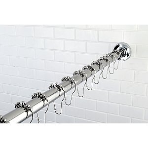 Kingston Brass KSR601 Edenscape 60"-72" Stainless Steel Adjustable Tension Shower Curtain Rod with Rings - Polished Chrome