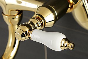 Kingston Brass KS515PB Wall Mount Bathroom Faucet, Polished Brass