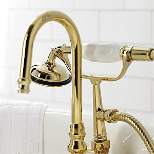 Kingston Brass CA7T2 Vintage 3-3/8" Tub Wall Mount Clawfoot Tub Faucet with Hand Shower, Polished Brass