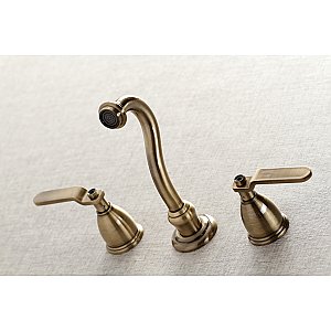 Kingston Brass KS3123KL Whitaker Two-Handle Wall Mount Bathroom Faucet, Antique Brass