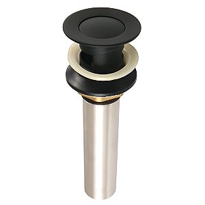 Kingston Brass KB6000 Complement Push-Up Bathroom Sink Drain with Overflow, Matte Black