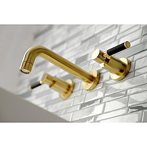 Kingston Brass KS8127DKL Kaiser 2-Handle Wall Mount Bathroom Faucet, Brushed Brass