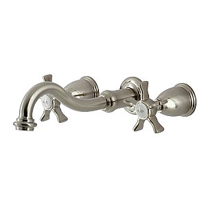 Kingston Brass KS3128NX Hamilton Two-Handle Wall Mount Bathroom Faucet, Brushed Nickel