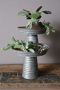 Decorative Corrugated Galvanized Metal Pedestal