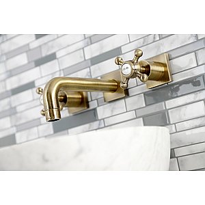 Kingston Brass KS6123BX Metropolitan Two-Handle Wall Mount Bathroom Faucet, Antique Brass