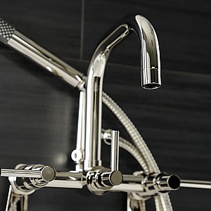 Aqua Vintage AE8456DL Concord Wall Mount Clawfoot Tub Faucet, Polished Nickel