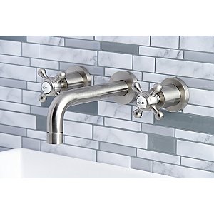 Kingston Brass KS8128BX Metropolitan 2-Handle 8 in. Wall Mount Bathroom Faucet, Brushed Nickel