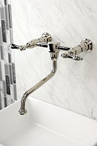 Kingston Brass KS1216AL Heritage Wall Mount Bathroom Faucet, Polished Nickel