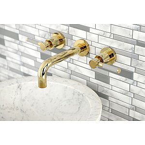 Kingston Brass KS8122DKL Kaiser 2-Handle Wall Mount Bathroom Faucet, Polished Brass