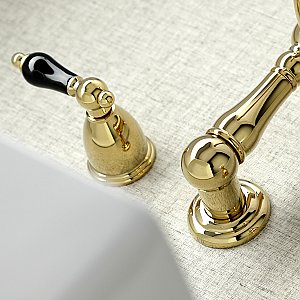 Kingston Brass KS1252PKL Duchess Two-Handle Wall Mount Bathroom Faucet, Polished Brass