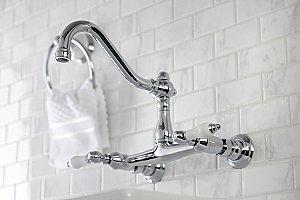 Kingston Brass KS3241PL Vintage Wall Mount Bathroom Faucet, Polished Chrome