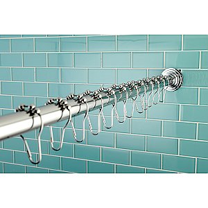 Kingston Brass SRK601 Edenscape 60"-72" Stainless Steel Adjustable Tension Shower Curtain Rod with Rings - Polished Chrome