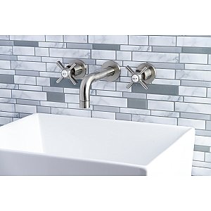 Kingston Brass KS8128ZX Millennium 2-Handle Wall Mount Bathroom Faucet, Brushed Nickel