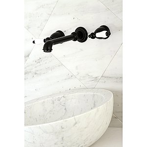 Kingston Brass KS7120PL 8" Center Wall Mount Bathroom Faucet, Matte Black