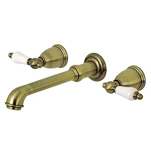 Kingston Brass KS7123PL 8-Inch Center Wall Mount Bathroom Faucet, Antique Brass