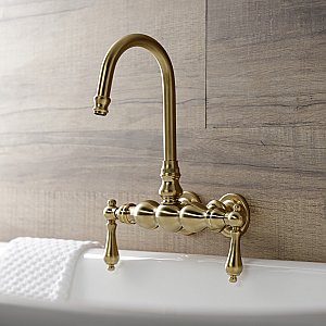 Kingston Brass AE1T7 Aqua Vintage 3-3/8 Inch Wall Mount Tub Faucet, Brushed Brass