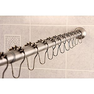 Kingston Brass KSR118 Edenscape 60"-72" Stainless Steel Adjustable Tension Shower Curtain Rod with Rings - Brushed Nickel