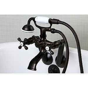 Kingston Brass KS269ORB Kingston Tub Wall Mount Clawfoot Tub Faucet with Hand Shower, Oil Rubbed Bronze