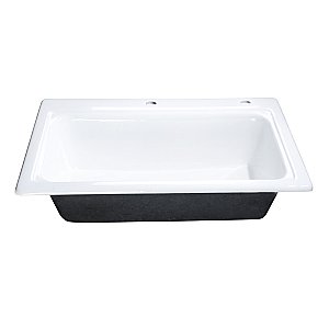 Kingston Brass GT332292 Towne 33" Cast Iron Self-Rimming Single Bowl Drop-In Kitchen Sink, 2-Hole, White