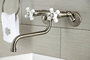 Kingston Brass KS615SN Wall Mount Bathroom Faucet, Brushed Nickel