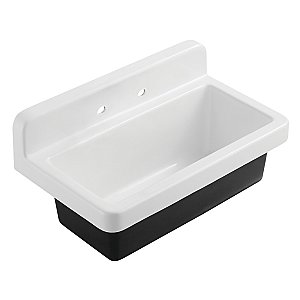 Gourmetier GCKWS331916W8 Petra Galley 33" x 19" Cast Iron Wall Mount Kitchen Sink, White
