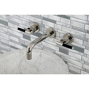 Kingston Brass KS8126CKL Kaiser Two-Handle Wall Mount Bathroom Faucet, Polished Nickel