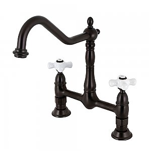 Kingston Brass KS1175PX Heritage Bridge Kitchen Faucet, Oil Rubbed Bronze