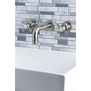 Kingston Brass KS8128BX Metropolitan 2-Handle 8 in. Wall Mount Bathroom Faucet, Brushed Nickel