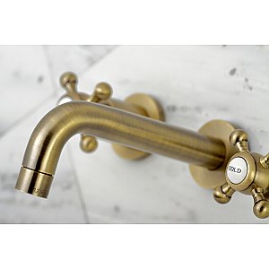 Kingston Brass KS8123BX Metropolitan 2-Handle 8 in. Wall Mount Bathroom Faucet, Antique Brass