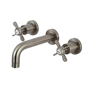 Kingston Brass KS8128BEX Essex 2-Handle 8 in. Wall Mount Bathroom Faucet, Brushed Nickel