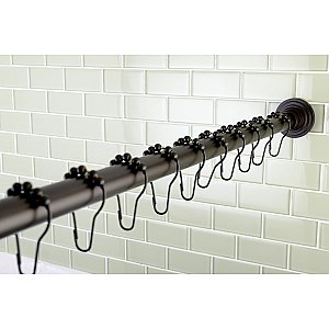 Kingston Brass SRK605 Edenscape 60"-72" Stainless Steel Adjustable Tension Shower Curtain Rod with Rings - Oil Rubbed Bronze