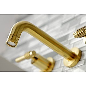 Kingston Brass KS8127ML Milano 2-Handle 8 in. Wall Mount Bathroom Faucet, Brushed Brass