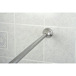 Kingston Brass SR111 Edenscape 60"-72" Stainless Steel Adjustable Tension Shower Curtain Rod with Decorative Flange - Polished Chrome